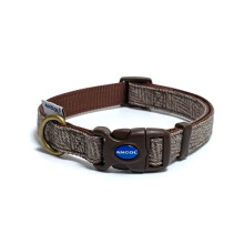 Ancol Country Herringbone Adjustable Dog Collar Brown Nylon Base with
