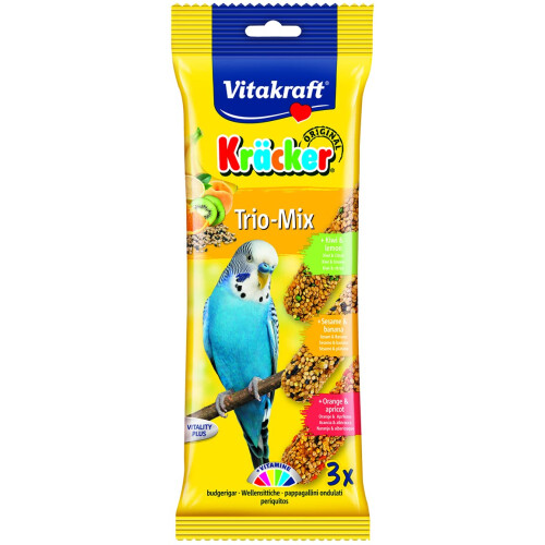 VITAKRAFT TRIO MIXED VARIETY PACK BUDGIE KRACKER HANGING BIRD CAGE SEE 2