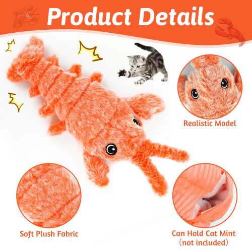 Audasi Cute Interactive Dog Toy, Floppy Lobster Funny Interactive Cat 1