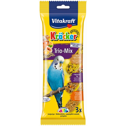 VITAKRAFT TRIO MIXED VARIETY PACK BUDGIE KRACKER HANGING BIRD CAGE SEE 1