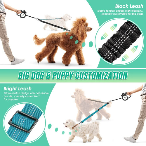 Nasjac Double Dog Leash Coupler, No Tangle Split Lead for Walking 2 Pe 2