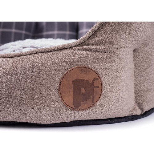 Petface Check and Bamboo Oval Dog Bed with Reversible Cushion, Machine 2