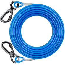 Dog Tie Out Cable with 360 Swivel Lockable Hook and PVC Coating, 10ft