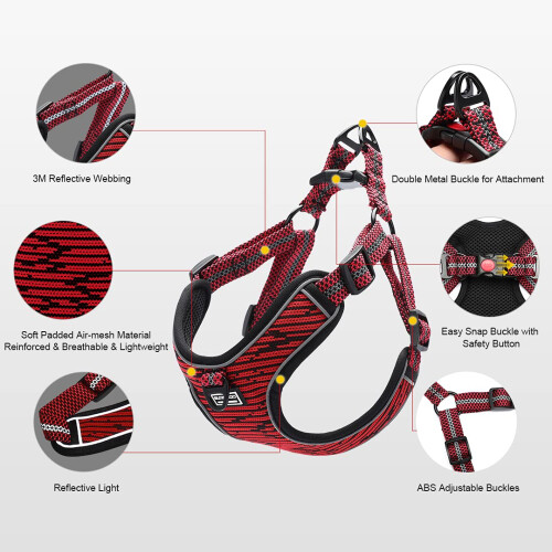 Suredoo Adjustable Dog Harness with Front Clip, No Pull Soft Mesh Padd 2