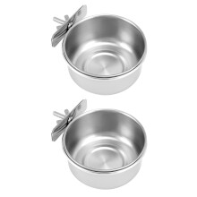 QWORK 2 Pieces Bird Feeding Cups with Wing Nut, Stainless Steel Food