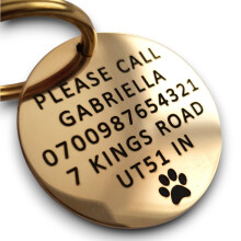 Deeply Engraved Brass Pet ID Tags - Personalised Dog Tags for Pets Eng
