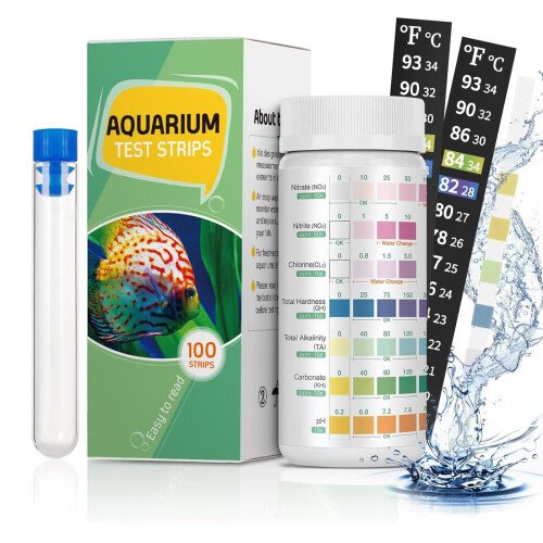 Pawfly 7 in 1 Aquarium Test Strips 100 Strip Fish Tank Testing Strips