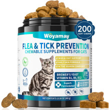 Woyamay Flea and Tick Support for Cats Chewables, 200 Treats Natural C
