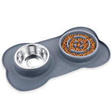 Pecute 3 in 1 Slow Eating Dog Bowls with Non Slip Mat - Safe Silicone