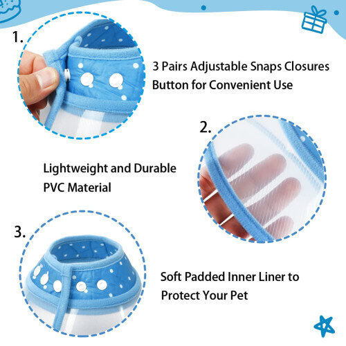 Vivifying Dog Cone Collar, 8-9.6 Inches Lightweight Plastic Elizabetha 1