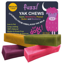 Fuzzl Yak Chews Blueberry, Strawberry, Apple, Peanut Butter 4 Pack Med