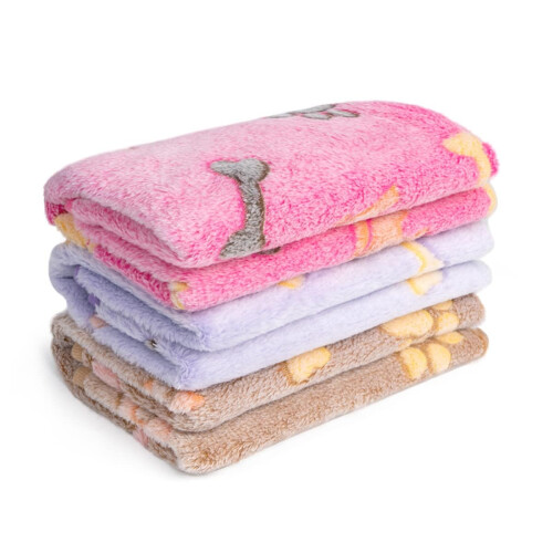 Flying Paws 3 Pieces Pet Blankets, Dog Blankets, Washable Medium Fluff