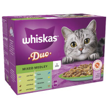 Whiskas Adult Wet Cat Food Duo Mixed Medley in Jelly 4x12x85g