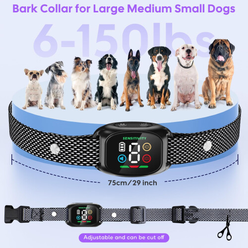 LYtech Bark Collar, Smart Dog Bark Collar for Large Medium Small Dogs 2