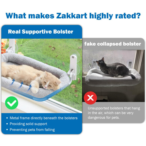 Zakkart Foldable Cat Hammock for Window - Cordless, Machine Washable B 1