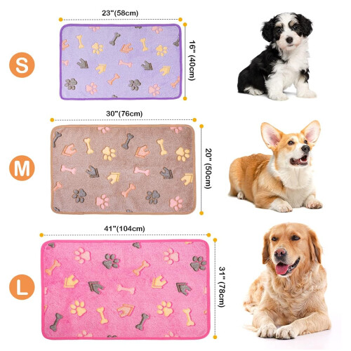 Flying Paws 3 Pieces Pet Blankets, Dog Blankets, Washable Medium Fluff 1