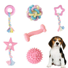 Aliangting Dog Puppy Teething Toys,6 Pack Pink Puppy Chew Toys Set Wit