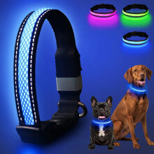 AOZOOM Light Up Dog Collar, Rechargeable & Adjustable LED Dog Collar f