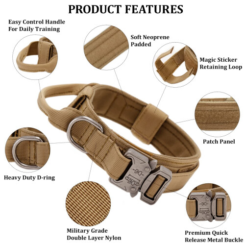 Tactical Dog Collar with Handle - Military Dog Collars Adjustable Trai 1