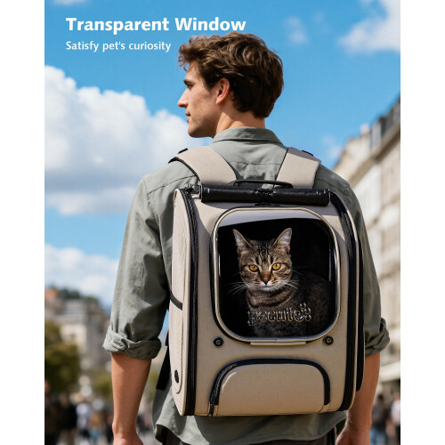 Pecute pecute Cat Backpack Expandable, Large Space Cat Carrier Backpack Breat 2