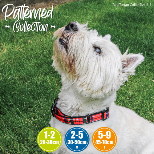 Ancol Ancol Adjustable Nylon Dog Collar Tartan Red Soft Polyester Printed Du 1