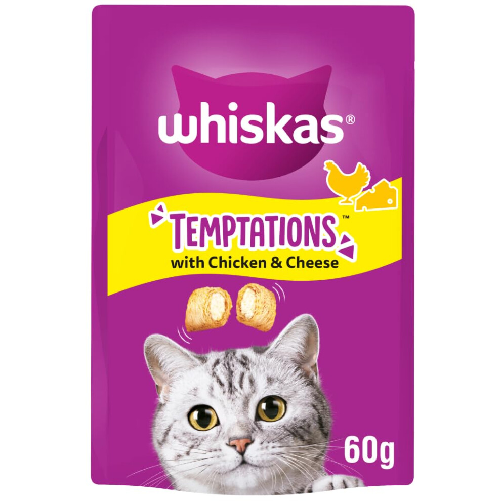 Whiskas Temptations Cat Treats With Chicken & Cheese 60 G