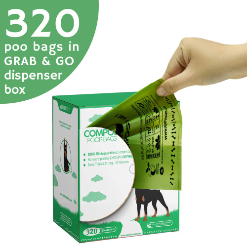 Alpha Pets Compostable Dog Poo Bags With Easy-Tie Handles - 320 Medium 1