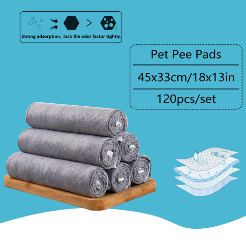 PEFAVPRO Guinea Pig Pee Pads, Disposable Rabbit Cage Liners, Charcoal 1