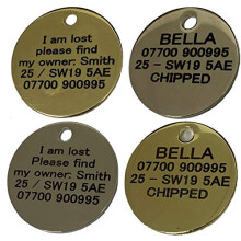 Deeply Engraved Solid Nickel/Brass Round Dog/Cat Pet Tag 20mm, 22mm, 2