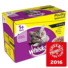whiskas 1+ Cat Pouches Poultry in Gravy 12 x 100g (PACK OF 4)