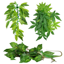 Fishtank Ornament Green Leaves,ERKOON Artificial Plastic Plant 3 Piece