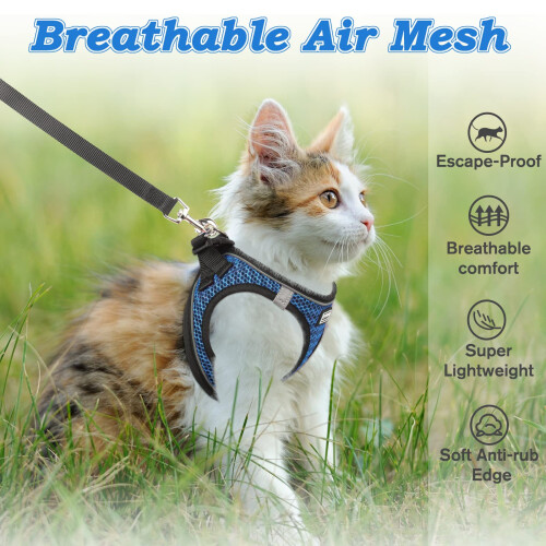 Cat Harness and Lead Set for Walking Escape Proof, Adjustable Kitten V 2