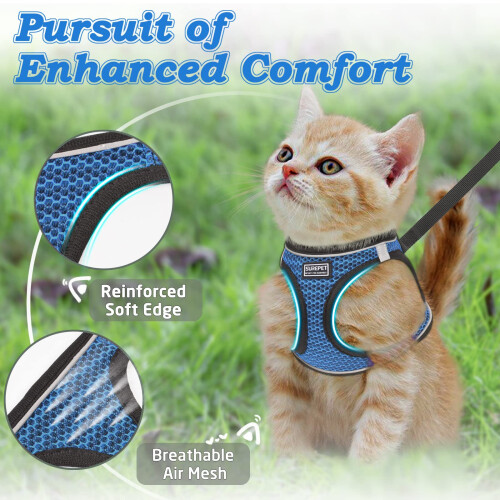 Cat Harness and Lead Set for Walking Escape Proof, Adjustable Kitten V 1