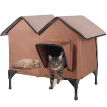 Outdoor Waterproof Cat House, Large Cat Shelter, Pet House with Elevat