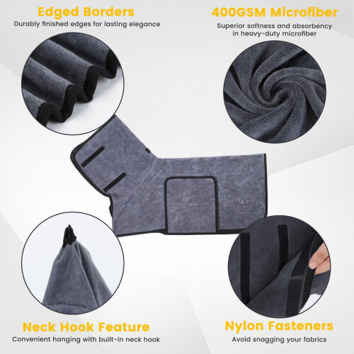 PETTOM Dog Drying Robe Extra Large Adjustable Dog Dressing Gown Microf 2