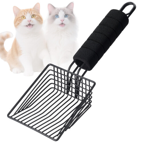 BasicForm Metal Cat Litter Scoop - Fast Sifting Deep Shovel with Comfy