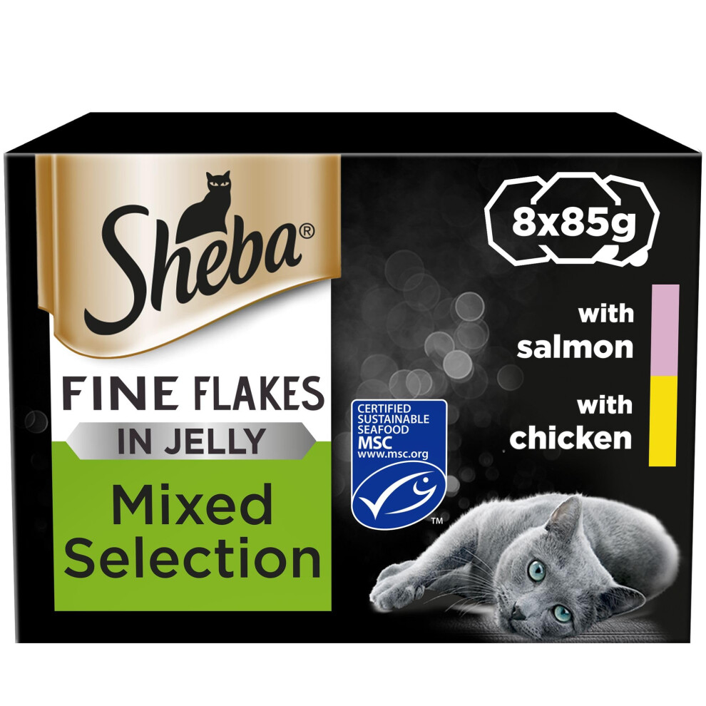 Photos - Cat Food Sheba Fine Flakes  Tray Collection with Salmon & Chicken in Je 