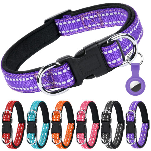 AUAUY Reflective Nylon Dog Collars, Double Security Adjustable Classic