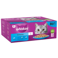 whiskas 1+ Fish Favourites Adult Wet Cat Food Pouches in Jelly 80 85