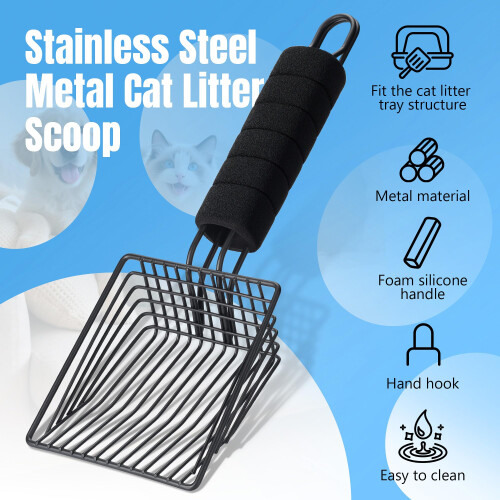 BasicForm Metal Cat Litter Scoop - Fast Sifting Deep Shovel with Comfy 1