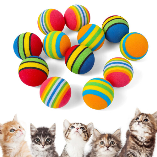 Cobee Rainbow Cat Toy, 12 Pieces Large 3.5 CM Interactive Ball for Kit