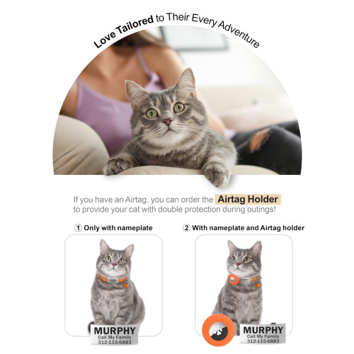 TagME Cat Collar with Name Tag, Personalised Quick Release Kitten Coll 2
