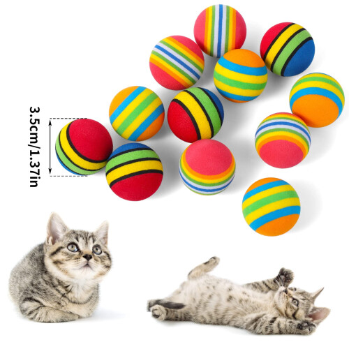 Cobee Rainbow Cat Toy, 12 Pieces Large 3.5 CM Interactive Ball for Kit 2