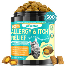 Woyamay Skin Comfort Treats for Cats, 500 Crunchy & Creamy Cat Chews f