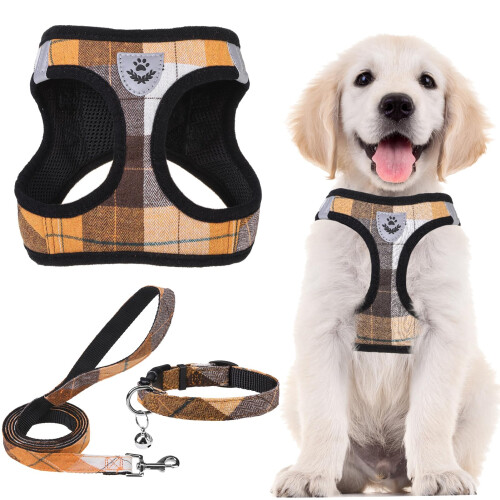 PUPTECK Dog Harness Small Dog with Collar and Lead Set Step-in No Pull