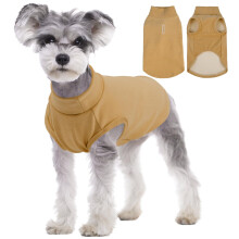 Kuoser Dog Jumper Brown M, Fleece Dogs Vest Stretchy Warm Sweater Pull