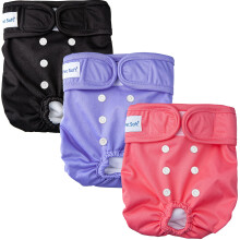 Pet Soft Dog Nappies Female - Dog Period Pants, 3Pack Washable Season