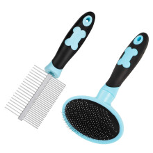 tonyg-p Dog Grooming Brush Comb Kit, Soft Slicker Brush + Double Sided