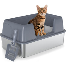 Vivifying Stainless Steel Cat Litter Tray, Easy to Clean and Odour-Res