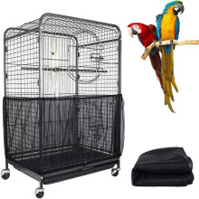 ASOCEA Bird Cage Seed Catcher Adjustable Bird Cage Cover Soft Nylon Me